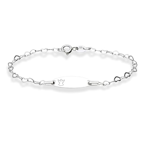 LaraZeidler Berlin Mädchen Engel Kinder Armband mit Gravur 925 Silber 16cm ideales Kinderarmband zur Geburt Taufe Taufgeschenk für Mädchen personalisierte Glücksbringer oder Kommunion (ohne Gravur) von LaraZeidler Berlin