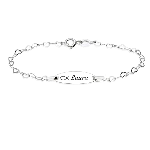 LaraZeidler Berlin Mädchen Kinder Armband zur Kommunion mit Gravur 925 Silber 16cm ideales Kinderarmband zur Geburt Taufe Taufgeschenk für Mädchen personalisierte Glücksbringer von LaraZeidler Berlin