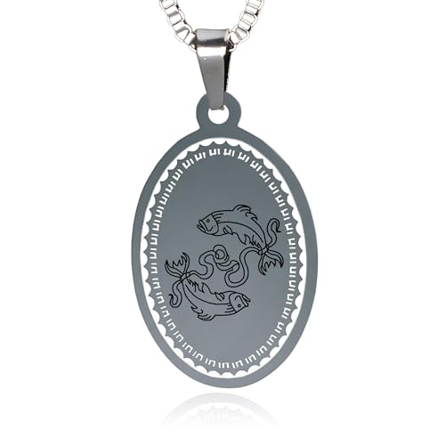 LaraZeidler Berlin Sternzeichen-Kette Fische Edelstahl Astrologie Schmuck mit ovalem Sternbild-Anhänger - Horoskop Tierkreis-Zeichen als Geschenk für Damen und Herren von LaraZeidler Berlin