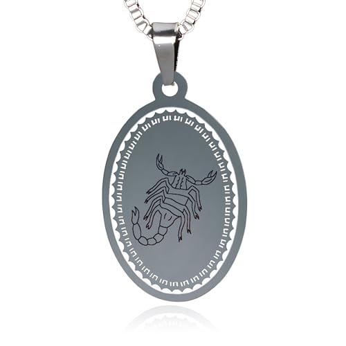 LaraZeidler Berlin Sternzeichen-Kette Skorpion Edelstahl Astrologie Schmuck mit ovalem Sternbild-Anhänger - Horoskop Tierkreis-Zeichen als Geschenk für Damen und Herren von LaraZeidler Berlin