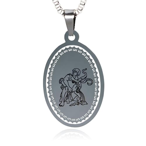 LaraZeidler Berlin Sternzeichen-Kette Wassermann Edelstahl Astrologie Schmuck mit ovalem Sternbild-Anhänger - Horoskop Tierkreis-Zeichen als Geschenk für Damen und Herren von LaraZeidler Berlin