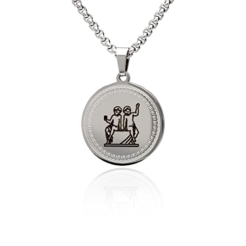 LaraZeidler Berlin Sternzeichen Kette individuelle Namen Datum Gravur auf der Rückseite für Damen und Herren Edelstahl mit Tierkreis Sternbild Zodiac Anhänger Zwillinge von LaraZeidler Berlin