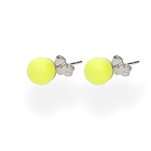 Ohrstecker Neon Ohrringe 925 Silber verziert mit Swarovski Elements Crystal Pearl in der Farbe Neon Gelb von LaraZeidler Berlin
