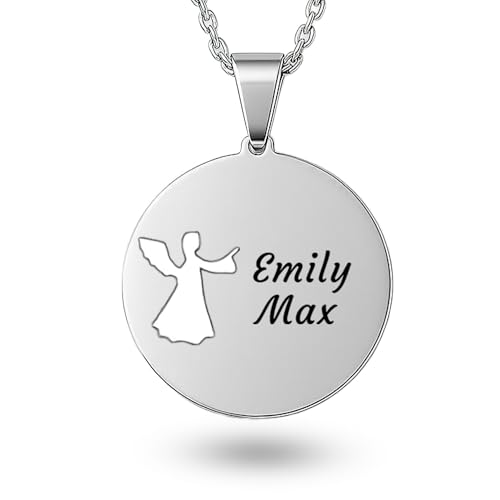 Personalisierte Kette Damen Familienkette mit Kindernamen oder Enkelkindern als Schutzengel Engelkette Geschenk für Mama oder Oma zum Geburtstag Muttertag Weihnachten oder Ostern (2 Namen) von LaraZeidler Berlin