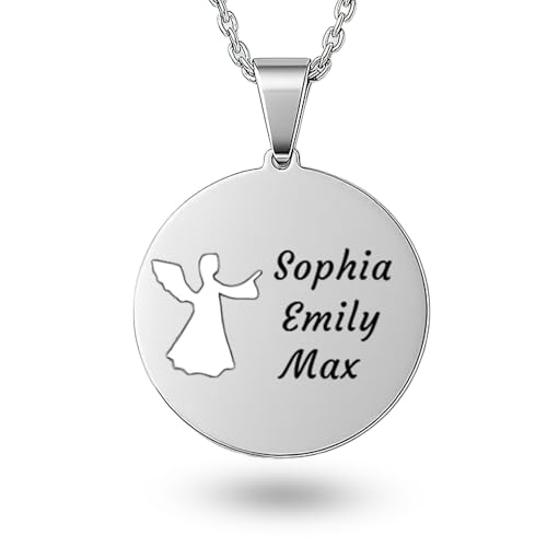 Personalisierte Kette Damen Familienkette mit Kindernamen oder Enkelkindern als Schutzengel Engelkette Geschenk für Mama oder Oma zum Geburtstag Muttertag Weihnachten oder Ostern (3 Namen) von LaraZeidler Berlin