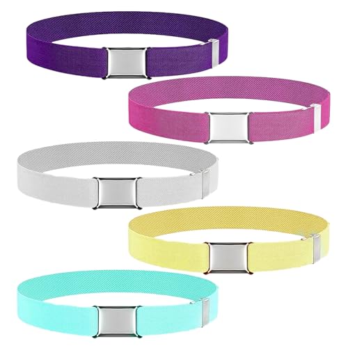 Laralily Kindergürtel 5er Set, Verstellbar, Elastisch, 5 Farben, Jungen & Mädchen, Umweltfreundlich, Sicherheitsschnalle, Unisex, 70cm, Mehrfarbig von Laralily