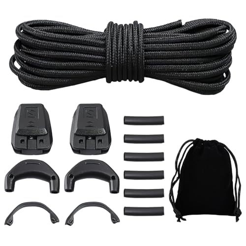 Laralily 1 Paare Schnürsenkel Schnellverschluss,Schnellverschluss Schuhe für Salomon,Schuhbänder Ohne Binden,Laces Shoelaces Kit Ersatz für Damen Herren,Schnellverschluss-System von Laralily