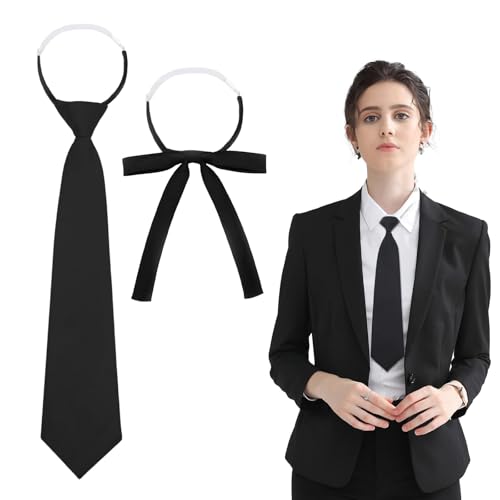 Laralily Schwarze Krawatte Damen Krawatte Schmal Verstellbare Krawatte für Mädchen Jk-Uniform-Krawatte Geeignet für Mädchen-Krawatte Abschlussfeier Geschäftshochzeit mit Krawattenseil Im Thai-Stil von Laralily