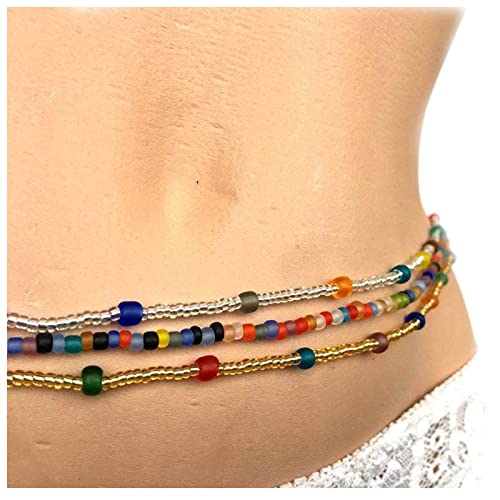 Larancie Afrikanische Bauch-Taille Perlen sexy Körperkette Perlenkette Bauchkette Perlen Bikini Strand Kette Schmuck Boho für Frauen und Mädchen 3 Stück von Larancie