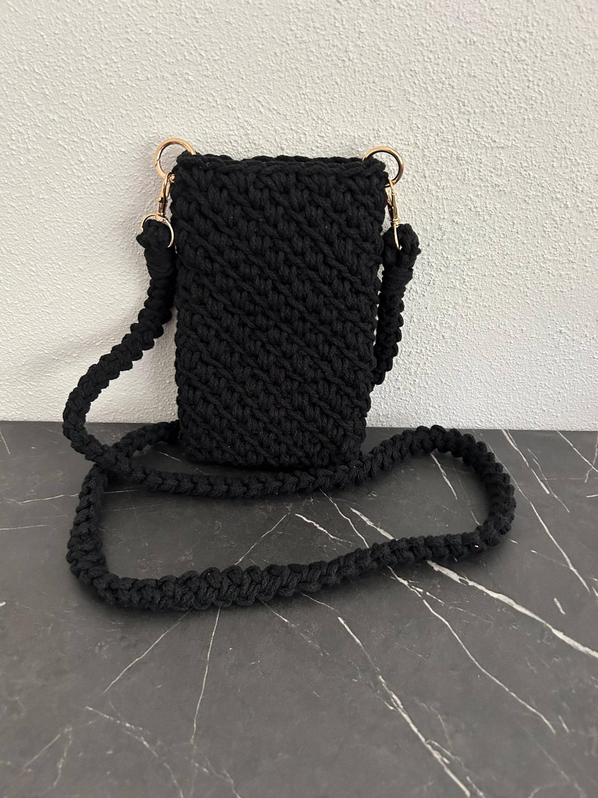 Crossbag Handytasche Crochet Bag Häkeltasche Boho-Tasche - Handy-Tasche Gehäkelt Aus Recycelter Baumwolle 12 X 19 cm Crossbag Handytasche Crochet Bag Häkeltasche Boho-Tasche - Handy-Tasche Gehäkelt Aus Recycelter Baumwolle 12 X 19 cm von LarasKreativkiste