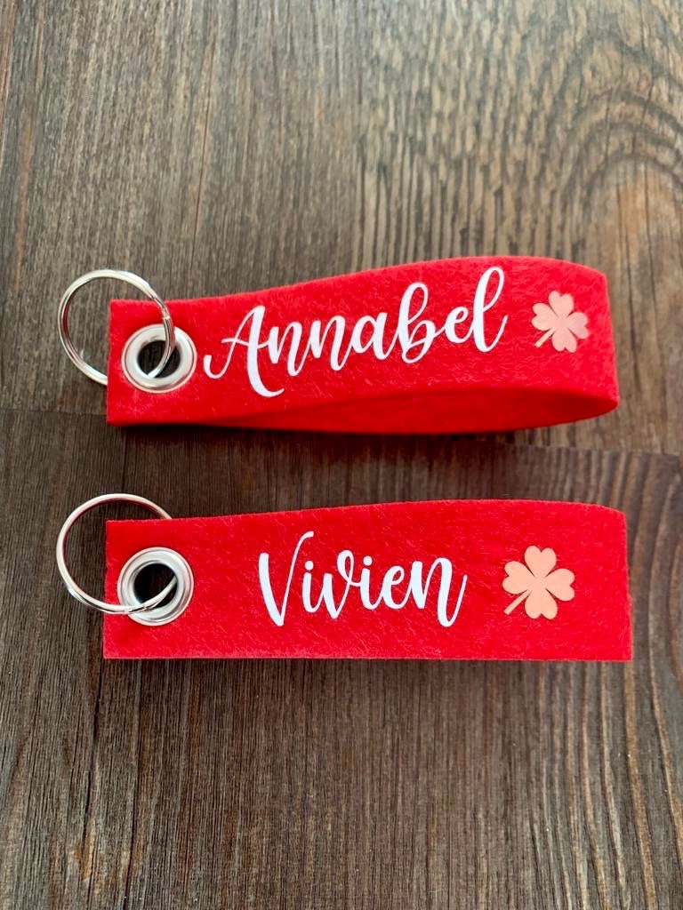 Schlüsselanhänger Personalisiert Aus Filz "Name Kleeblatt"/Geschenk Geburtstag Namensanhänger von LarasLovelyLife