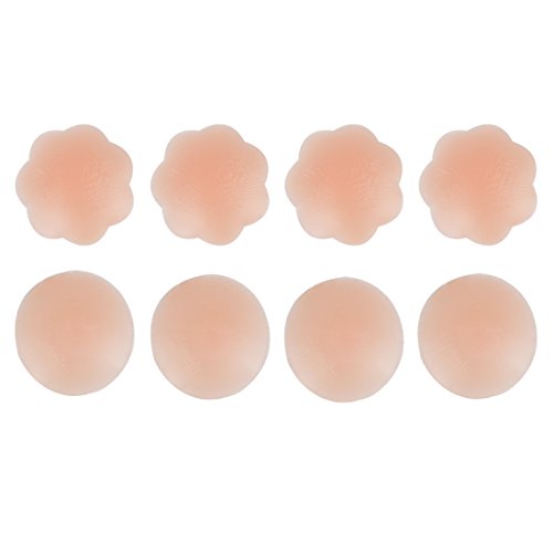 Larcele 4 Paar Damen Nippel Abdeckungen Wiederverwendbar und Selbstklebende Nippel Cover aus Silikon Aufkleber Nippelpads (2 Paar Kreise + 2 Paar Blütenformen) SS-RT-01MEHRWEG von Larcele