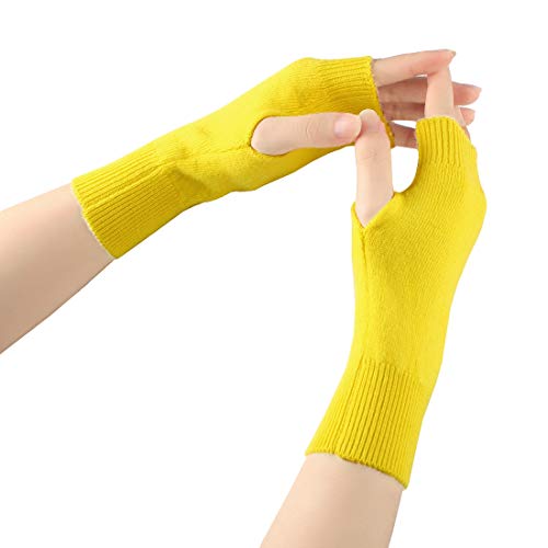 Larcele Kaschmir Damenwärmer Fingerlose Handschuhe BZST-02 (Gelb) MEHRWEG von Larcele
