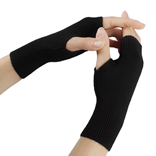 Larcele Kaschmir Damenwärmer Fingerlose Handschuhe BZST-02 (Schwarz) MEHRWEG von Larcele