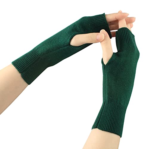 Larcele Kaschmir Handschuhe Fingerlose Fäustlinge Handwärmer für Damen BZST-02 (Dunkel Grün) von Larcele