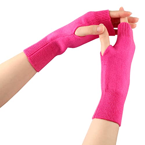 Larcele Kaschmir Handschuhe Fingerlose Fäustlinge Handwärmer für Damen BZST-02 (Rose Rot) von Larcele
