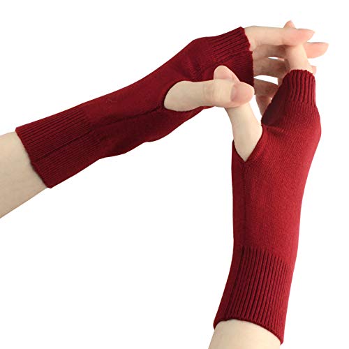 Larcele Kaschmir Handschuhe Fingerlose Fäustlinge Handwärmer für Damen BZST-02 (Rot 4556) von Larcele