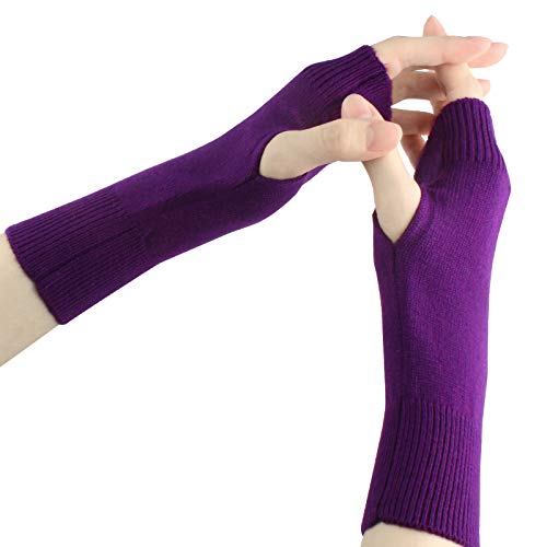 Larcele Kaschmir Handschuhe Fingerlose Fäustlinge Handwärmer für Damen BZST-02 (Violett 4557) von Larcele