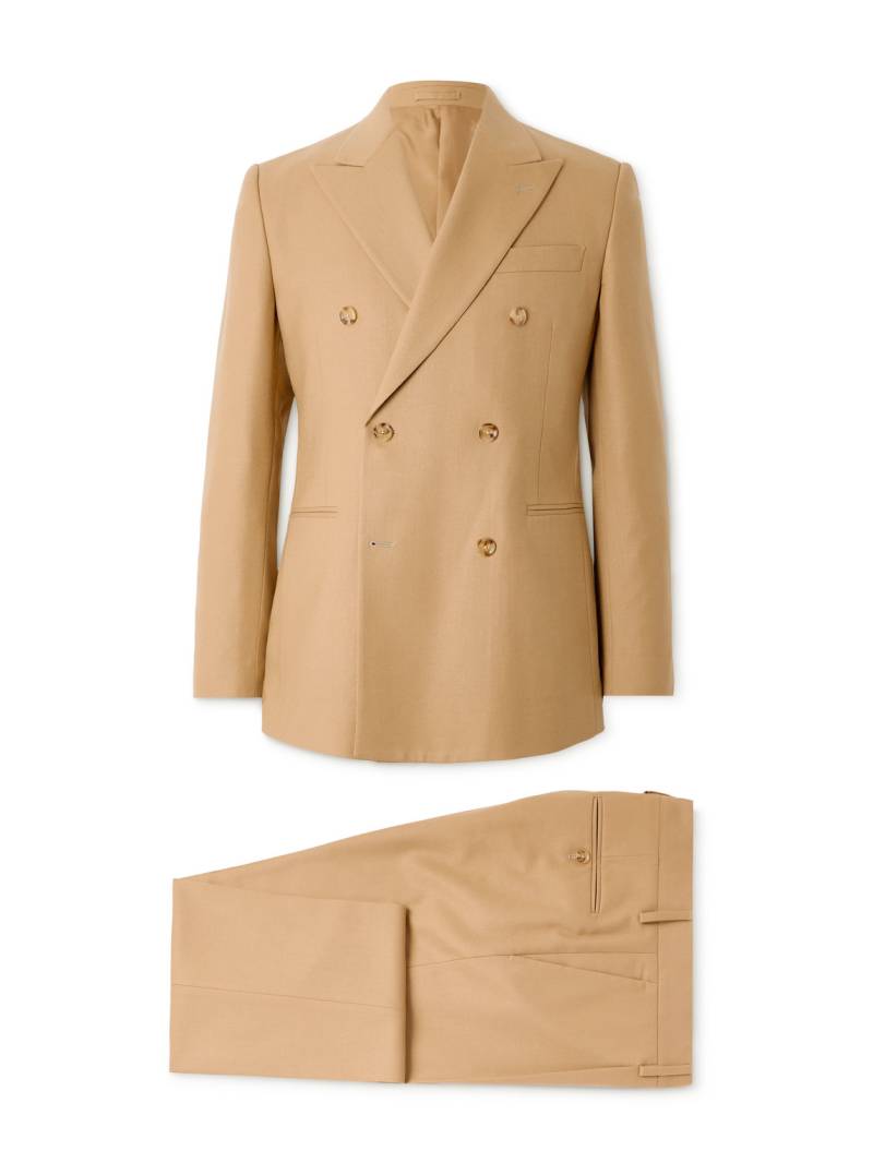 Lardini - Double-Breasted Virgin Wool-Blend Twill Suit - Men - Brown - IT 46 von Lardini