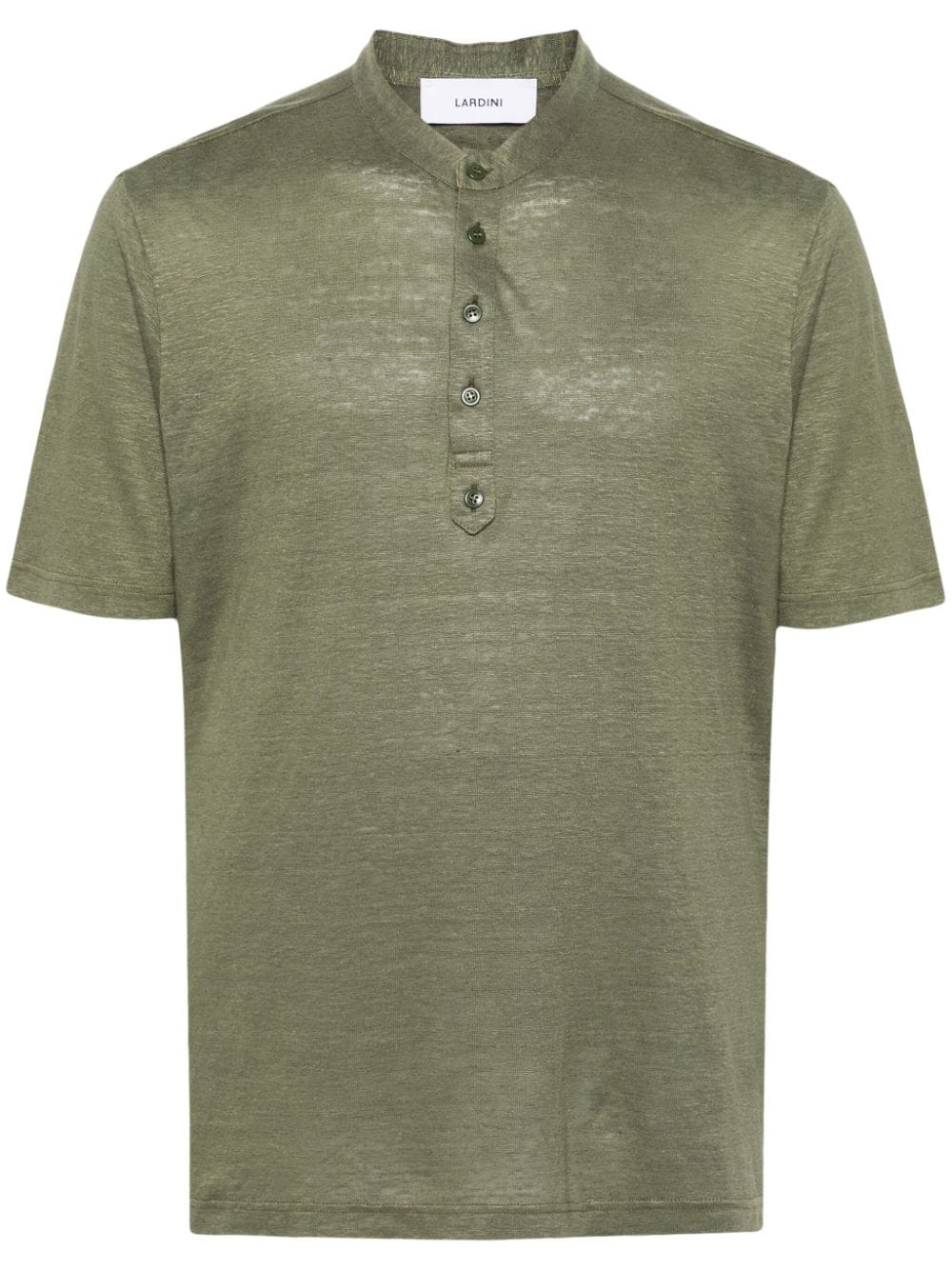 Lardini Leinen-T-Shirt mit Stehkragen - Grün von Lardini