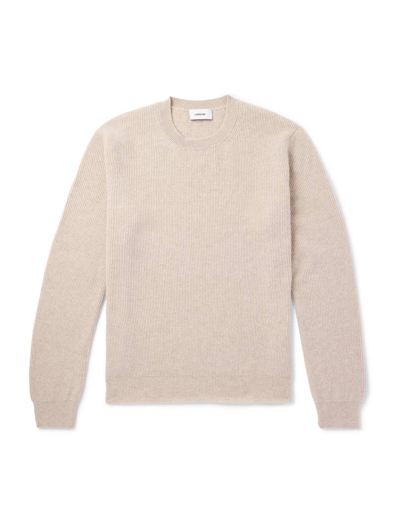 Lardini - Ribbed Virgin Wool and Cashmere-Blend Sweater - Men - Neutrals - M von Lardini
