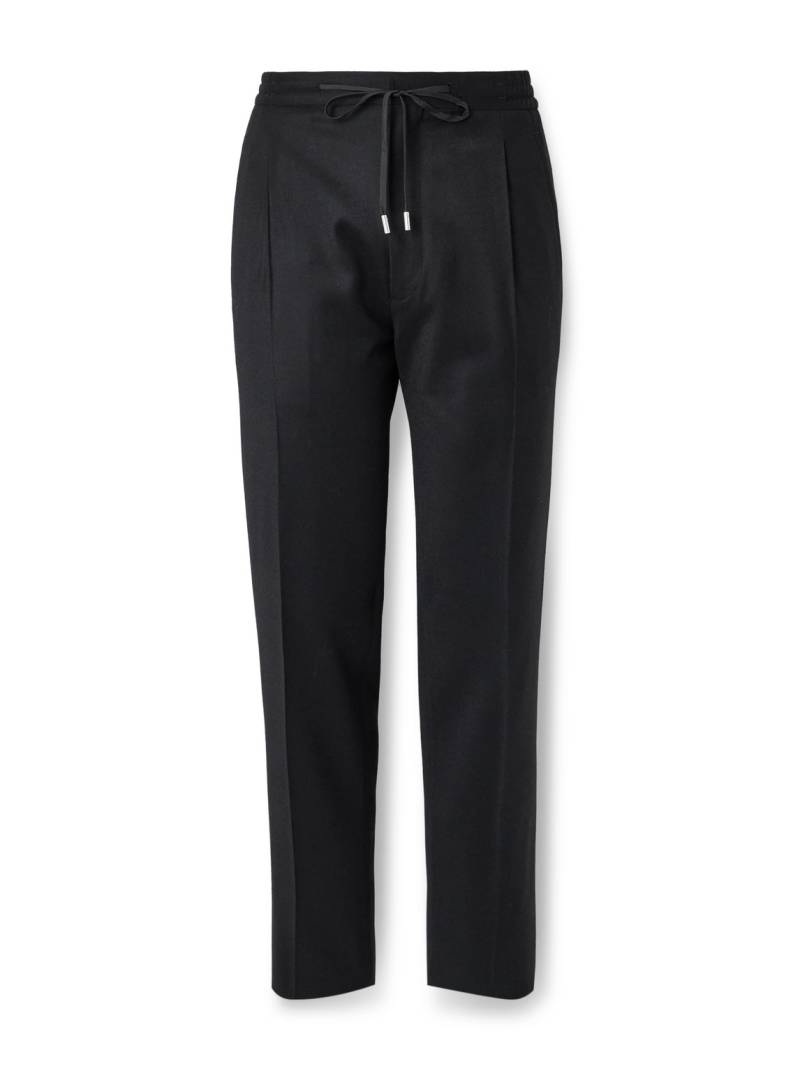 Lardini - Straight-Leg Pleated Stretch Virgin Wool and Cashmere-Blend Drawstring Trousers - Men - Black - IT 54 von Lardini