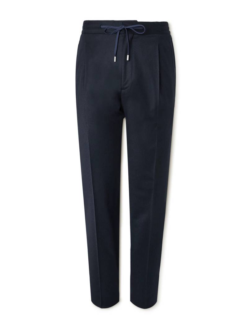 Lardini - Straight-Leg Pleated Stretch Virgin Wool and Cashmere-Blend Drawstring Trousers - Men - Blue - IT 46 von Lardini