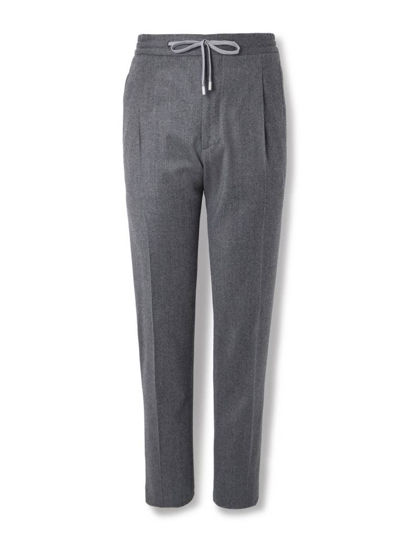 Lardini - Straight-Leg Pleated Stretch Virgin Wool and Cashmere-Blend Drawstring Trousers - Men - Gray - IT 46 von Lardini