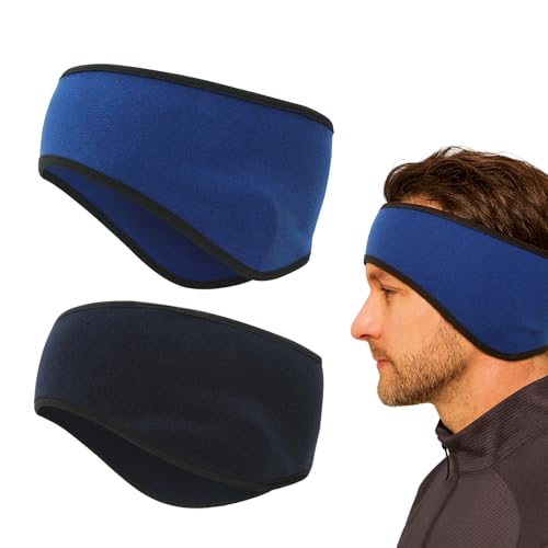 Fleece Ohrenwärmer Stirnband 2er Set - Winddichtes, Doppelschichtiges Winter Stirnband für Sport und Freizeit, Ideal für Laufen, Jogging, Wandern, Yoga, Skifahren und Radfahren, Unisex (Schwarz & Smar von Larebidtex