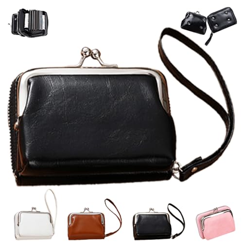 LaresDay 2-in-1 Geldbörse aus weichem Leder für Damen – Elegante Münztasche mit Reißverschluss & Kartenfach, Leichte Mehrzweck-Geldbeutel für Alltag, Reise und Einkaufen (schwarz) von LaresDay