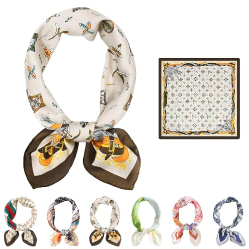 LaresDay Damen Seidenschal Quadrat 70x70 cm – Elegantes Satin-Kopftuch mit Klassischem Design, Hochwertiges Haartuch & Halsaccessoire als Stylisches Mode-Statement (1pcs 01) von LaresDay