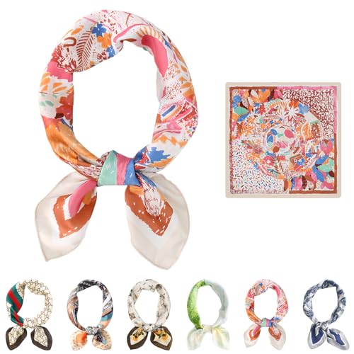 LaresDay Damen Seidenschal Quadrat 70x70 cm – Elegantes Satin-Kopftuch mit Klassischem Design, Hochwertiges Haartuch & Halsaccessoire als Stylisches Mode-Statement (1pcs 05) von LaresDay