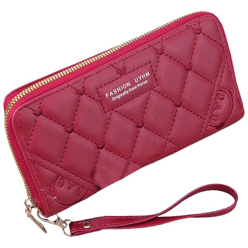 LaresDay Geldbörse Damen groß Langformat | Portemonnaie mit Mehrschichtig Fächern & Reißverschluss|Ausweisfach und Kartenhüllen |Liebe Prägung | Kunstleder | Handy |Münzfach (Rot) von LaresDay