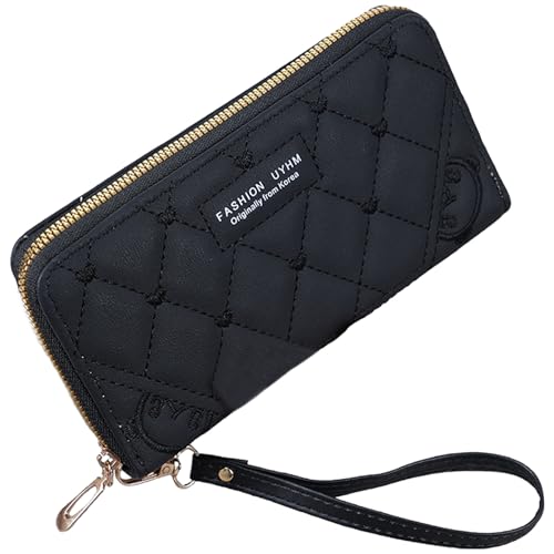 LaresDay Geldbörse Damen groß Langformat | Portemonnaie mit Mehrschichtig Fächern & Reißverschluss|Ausweisfach und Kartenhüllen |Liebe Prägung | Kunstleder | Handy |Münzfach (Schwarz) von LaresDay