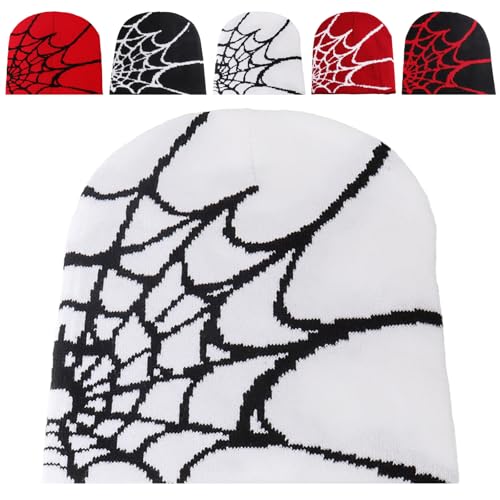 LaresDay Harajuku Y2K Cap - Spider Web MEA Culpa Print Strickbeanie in Pink | Baumwoll Mütze Unisex für Street Fashion (DE/NL/SE/PL, Alphanumerisch, M, XL, 05-05) von LaresDay