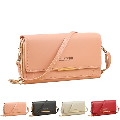LaresDay Klein Handy Umhängetasche Geldbörse Handytasche zum | PU Leder Portemonnaie mit Kartenfächern & Zippermünzfach | Abnehmbarer Verstellbarer Schultergurt (Rosa) von LaresDay