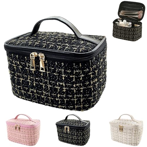 LaresDay Premium Kosmetiktasche - Luxuriöser Make-up-Organizer für Damen mit XXL-Stauraum - Elegante Reisetasche für Beauty-Essentials & Toilettenartikel (schwarz) von LaresDay