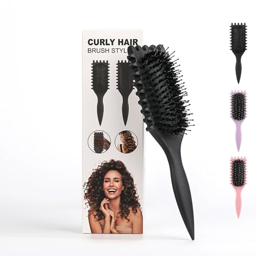 Maxmana Secret Lockendefinierende Bürste, Stylingbürste zum Entwirren, Kämmen, Formen und Definieren von Locken, für Frauen und Männer, weniger Ziehen, reduziert Ziehen und Locken Trennung (schwarz) von LaresDay