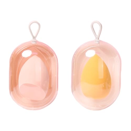 2Pcs Make-up Schwamm mit Etui,Schwämmchen Kosmetischer Schwamm-Applikator,Beauty Egg Organizer Set,Beauty Blender für flüssige Creme Foundation,loses Puder (Orange+Rosa) von Larfraecy