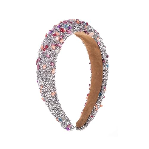 3Farben Strass-Stirnbänder,Glitzernde Kristall Stirnbänder,Barock Boho-Schmuck-Stirnband Breites Haarband Haarreif,Glitzer Gepolstert,Glitzernder FauxDiamant-Stirnband für Damen Mädchen (silver) von Larfraecy