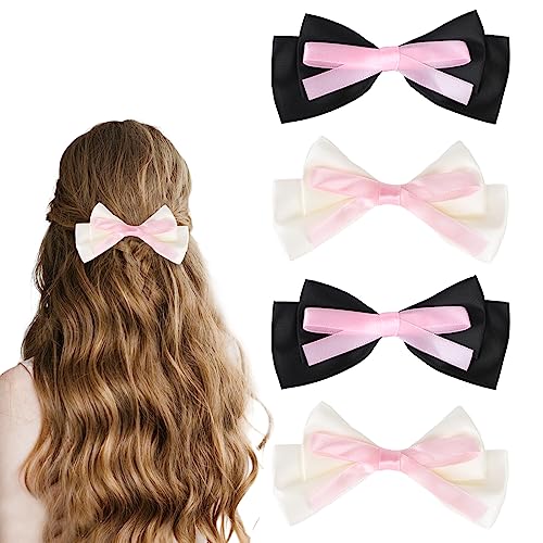 4 Schleifen Haarspangen Einfarbige Schleife Metallspangen Französische Haarspange Eleganter Haarschmuck für Frauen und Mädchen Klassische Eleganz von Larfraecy