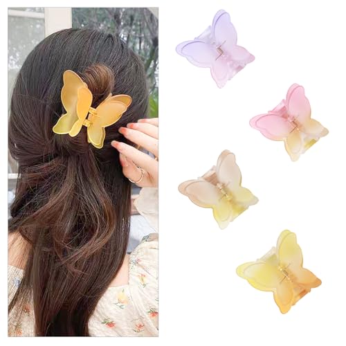 4 Stück Schmetterling Haarklammer, Niedlich Haarklammern Haarspange für Frauen Mädchen Rutschfeste Hair Claw Clips Matte Haar Klammern für Hairstyling-Zubehör 2.8 Zoll Klein Haarklammern von Larfraecy