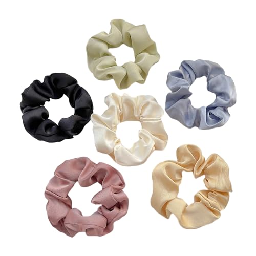 6 Stück Haargummi Scrunchies Für Mädchen, Seiden Haargummi 6-Farben Scrunchies Der Weichen, Hohen Elastizität und Nicht Leicht Gebrochenen Mädchen Pferdeschwanz Fixed Hair Accessoire von Larfraecy