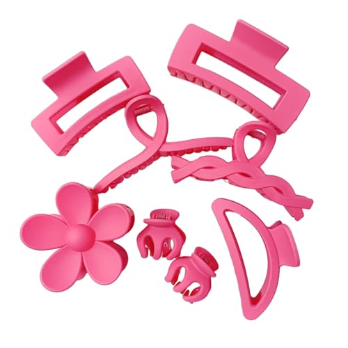 8 Stück Haarklammern Damen,Claw Clip,Haarklammer mit Blume,starke Haftkrallen,Haarklammer für Dickes Haar,Rutschfeste Haarspangen, Haarspangen Mittelquadratisch (Drachenfrucht) von Larfraecy