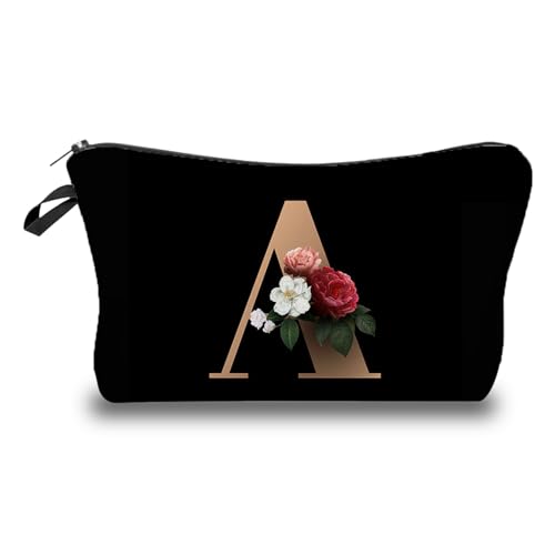 A-Z Personalisierte Initiale Make-up-Tasche,Personalisierte Make-up-Tasche Geschenke für Frauen A-Z Make-up-Tasche Geschenke,Braut-Kosmetiktasche,Schwarz,tragbare Kosmetiktasche (A) von Larfraecy