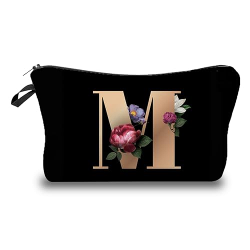 A-Z Personalisierte Initiale Make-up-Tasche,Personalisierte Make-up-Tasche Geschenke für Frauen A-Z Make-up-Tasche Geschenke,Braut-Kosmetiktasche,Schwarz,tragbare Kosmetiktasche (M) von Larfraecy