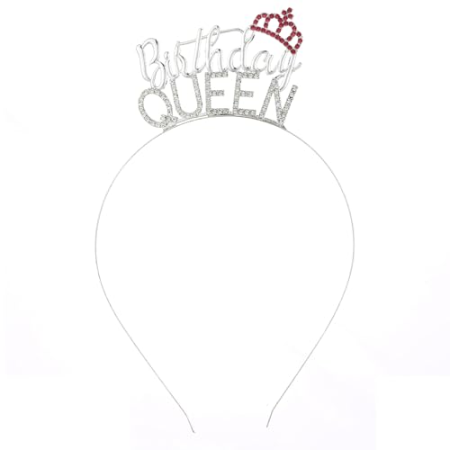 Geburtstag Stirnband,Multi-style Geburtstag Haarband,Strass Geburtstag Tiara,Happy Birthday Accessoires,Geschenke für Frauen Mädchen Party Dekorationen (Silber,Birthday Queen) von Larfraecy