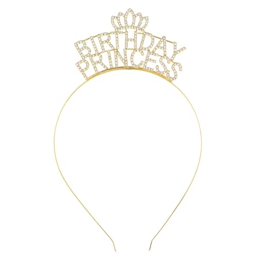 Geburtstagskrone Mädchen, Geburtstagskrone Erwachsene Prinzessin Krone Strass Haarband Happy Birthday Krone Silberne Haare Hoop Goldenes Stirnband Für Frauen Girs Geburtstag Party (Gold) von Larfraecy