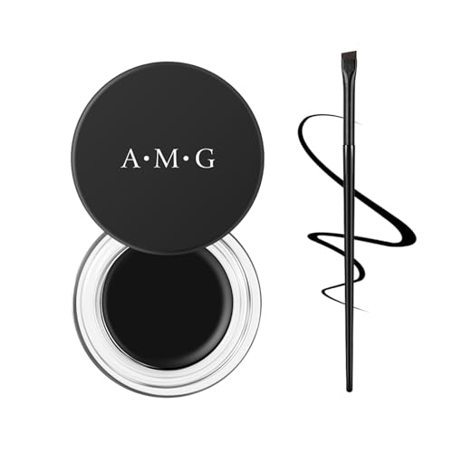 Gel Eyeliner Set 2In1,Schwarzer Gel-Eyeliner, wasserfestes,Eyeline Gels Wischfester Kajalstift Make-up Hochpigmentiertes Augen-Make-up-Set,Lasting (#1) von Larfraecy