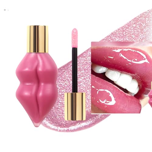 Getönter Lippenöl, Plumping Lipgloss Pfirsich Rosa Lip Glow Long Lasting Lip Plumper Oil für Mädchen, Frauen Flüssiger Lipgloss zur Hydratisierung, Lippenpflege Moisturizing Lippenöl(Rosa) von Larfraecy